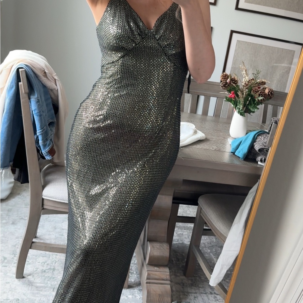 Elegant Black Gold Sequin Vintage Old Money Evening Long Maxi Dress